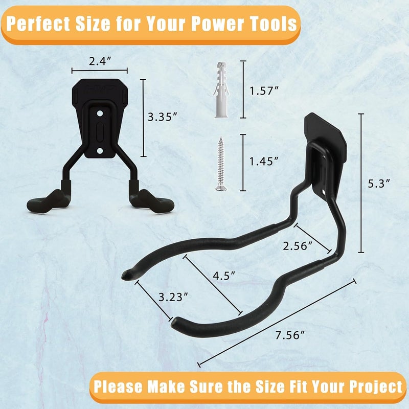 Juformin Garden Power Tool Hanger, Garage Wall Hooks, Weedeater Rack, String Trimmer Hanger, Utility Hooks for Garage Tool Organizers and Storage - Black, 2 Pcs - Image 2